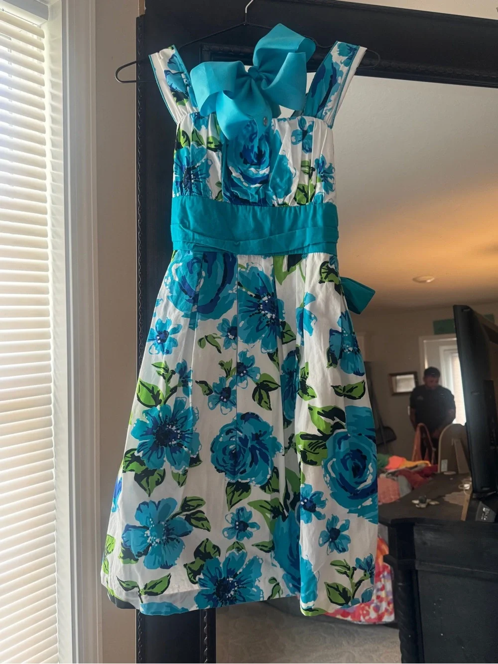 My Michelle Blue and White Floral Bow Sundress
